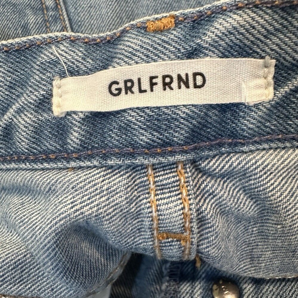 GRLFRND PETITE Helena High-Rise Straight Crop in Psychedelic Shack Button Fly 27 - Picture 9 of 16